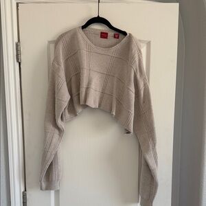 Vintage Cropped Beige Thick Knit Sweater